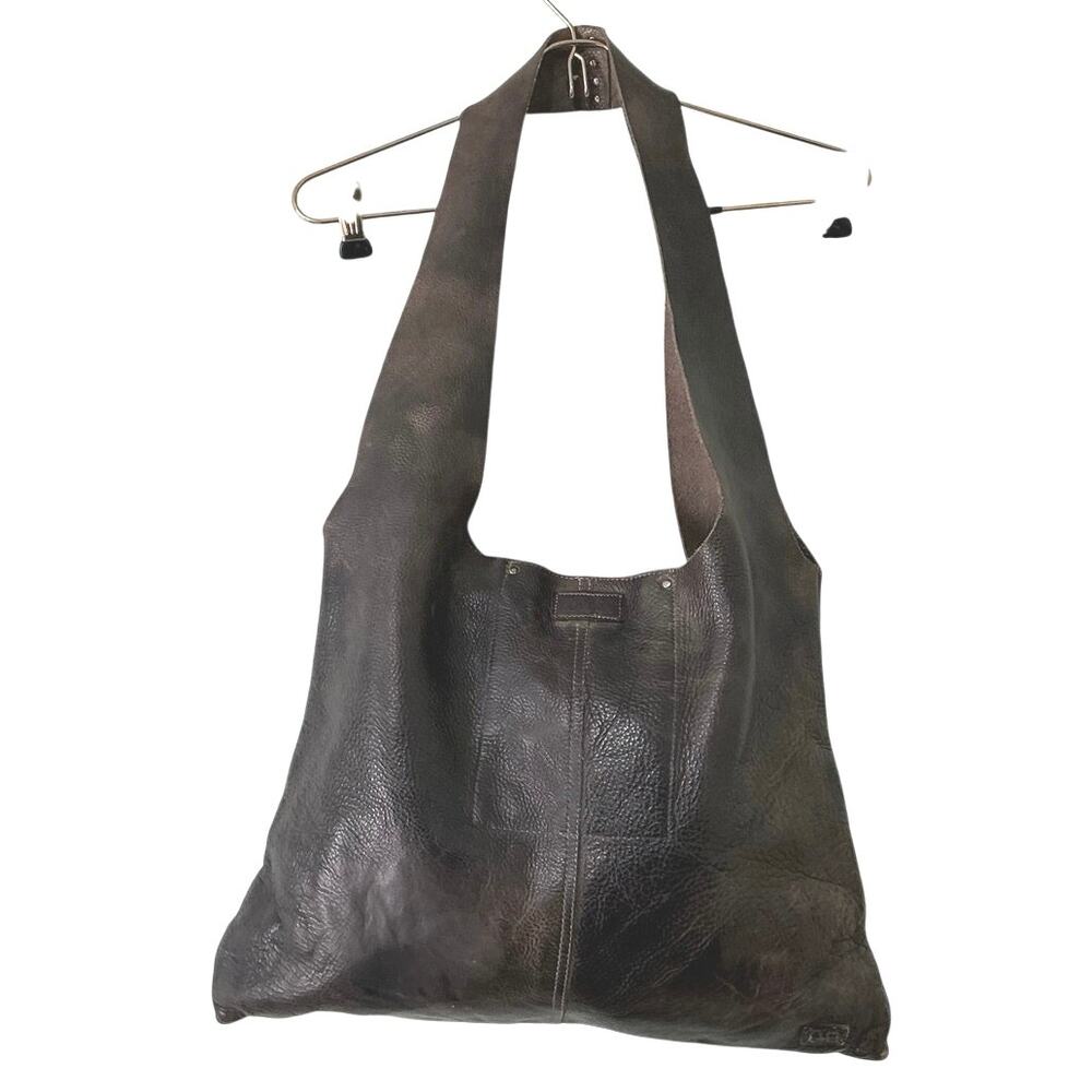 BED/STU Genuine Leather Shoulder Bag Large Size Dark Brown Good Condition